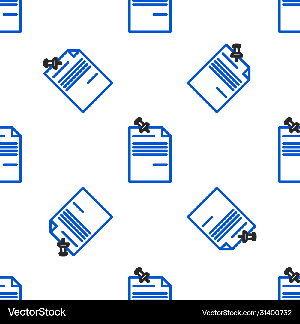 Line note paper with pinned pushbutton icon vector image