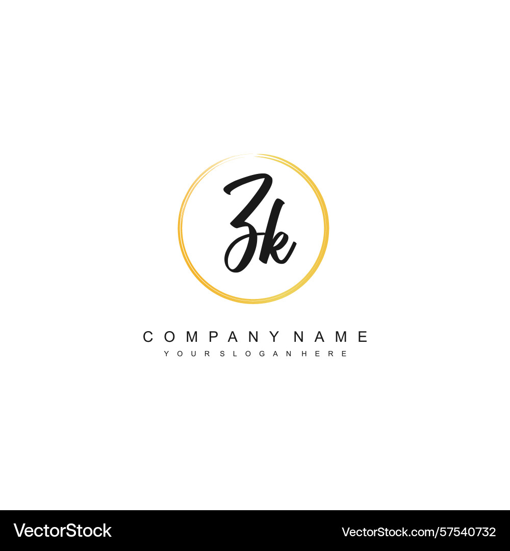 Minimal signature logo design with zk initials Vector Image