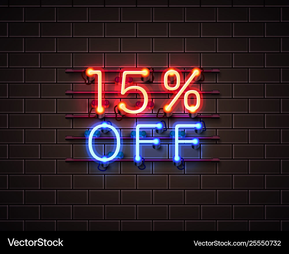 Neon 15 aus Text Banner Nachtschild Neon 15 aus Text Banner Nachtschild vektorbild