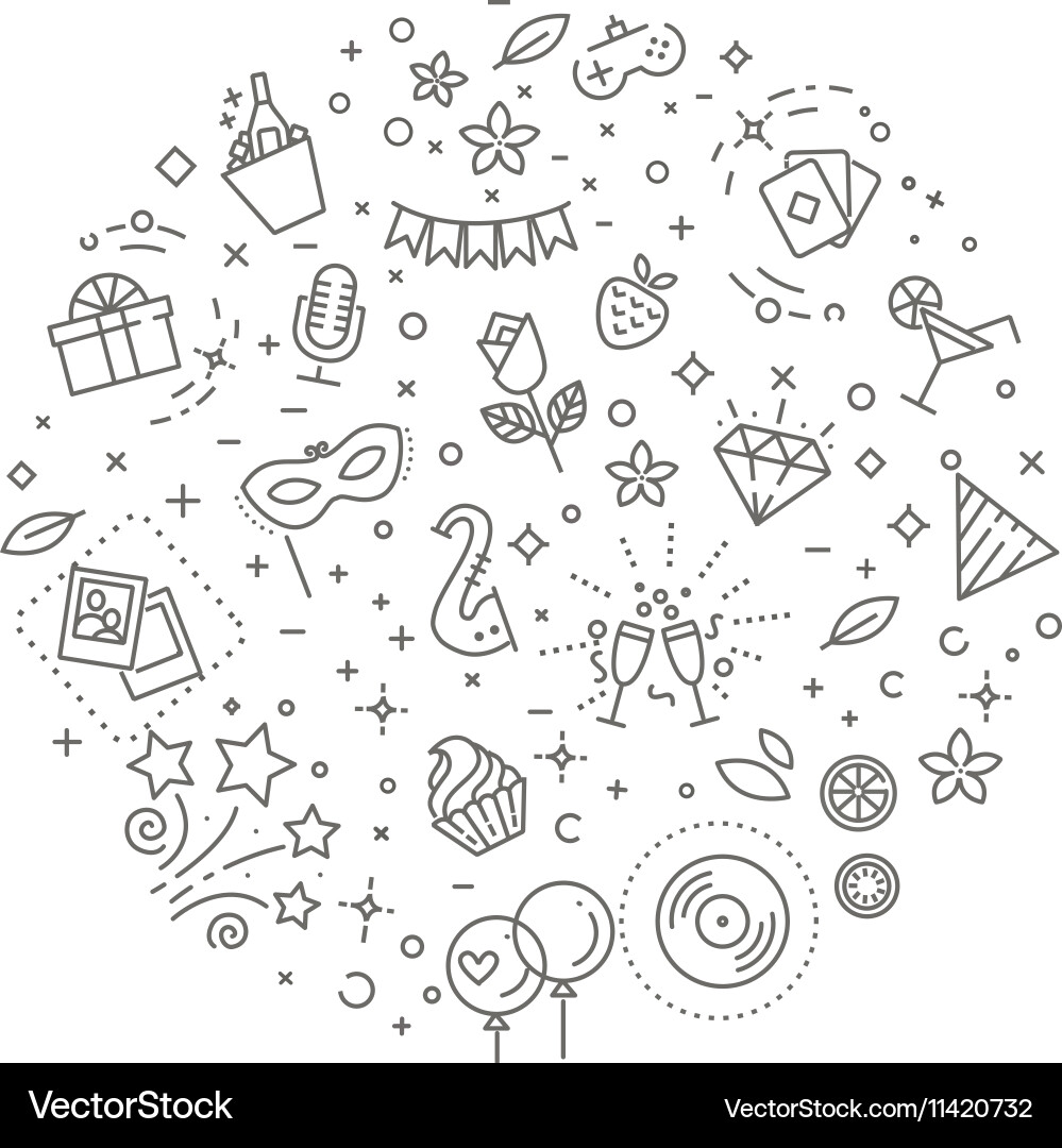 Party Line Art Collection Vector Image