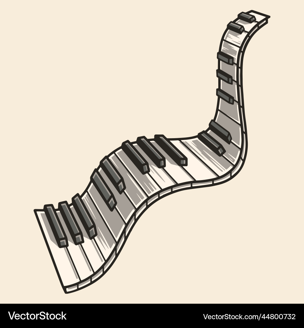 Piano keys vintage element monochrome Piano keys vintage element monochrome vector image
