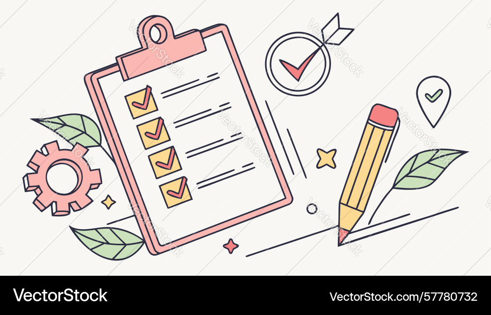 Productivity checklist project management task vector image