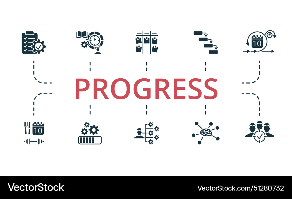 Progress set creative icons editable elements Progress set creative icons editable elements vector image