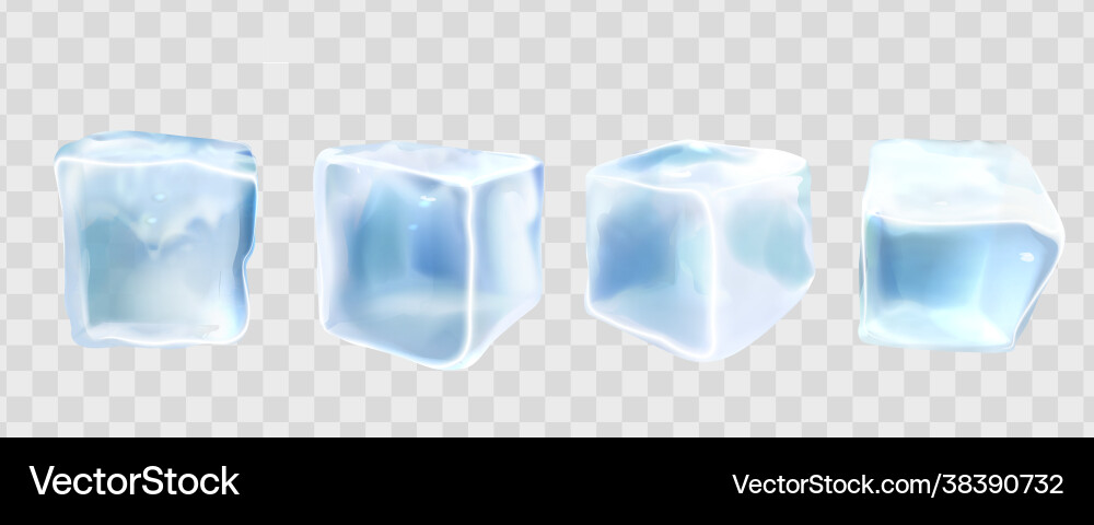 Realistic ice cubes set square frozen blocks Realistic ice cubes set square frozen blocks vector image