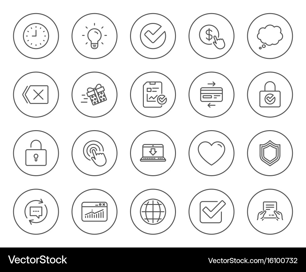 Report time and globe line icons statistics Vector Image