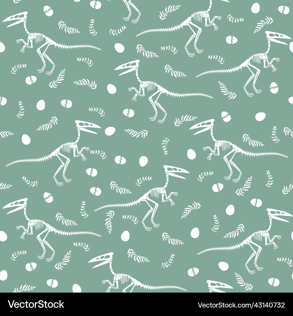 Seamless pattern with dinosaur skeleton Vector Image
