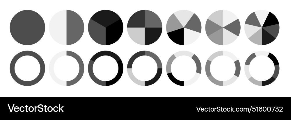 Segment infographic pie chart icons 2361020 Vector Image