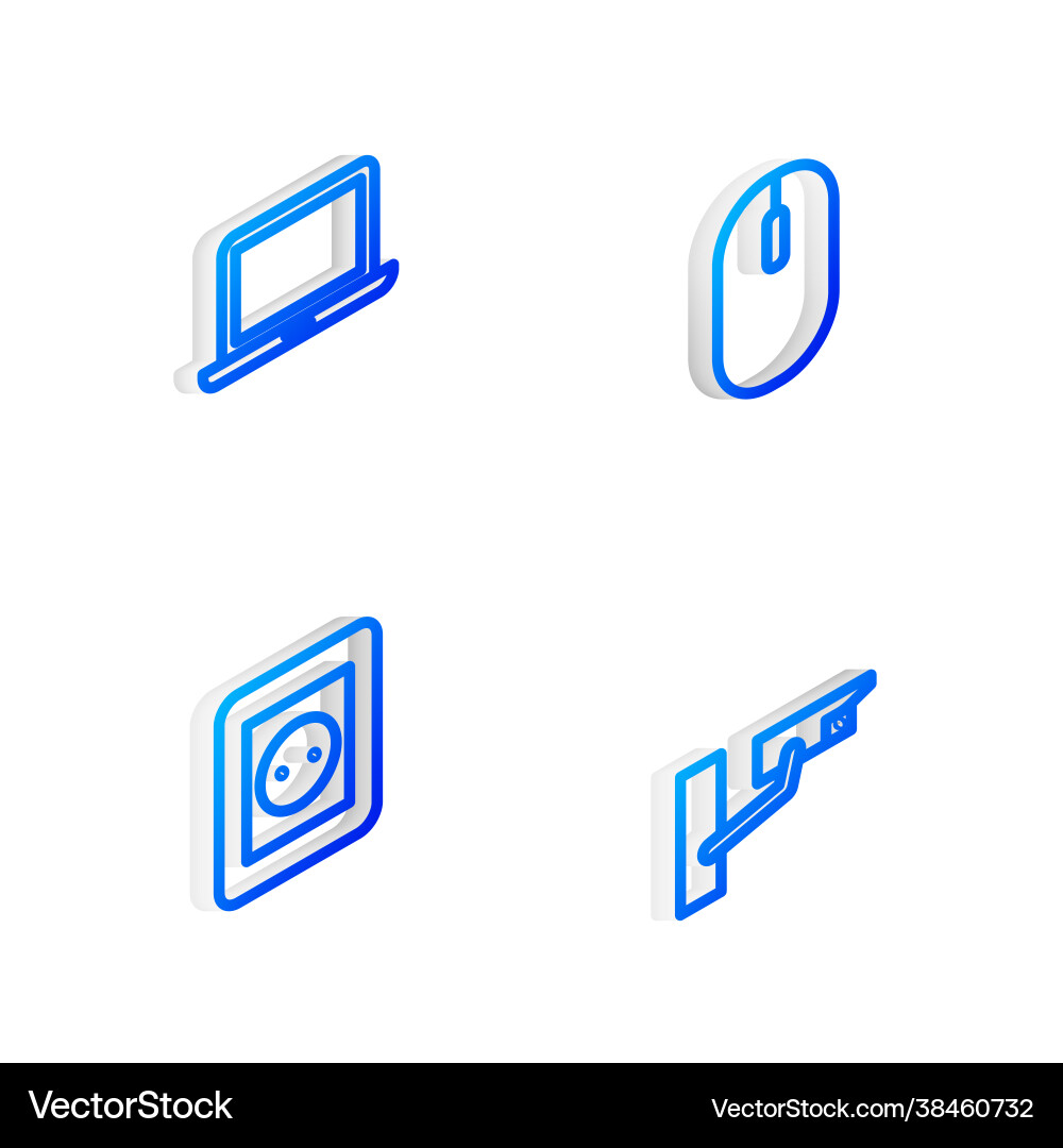 Set isometric line computer mouse laptop Vector Image