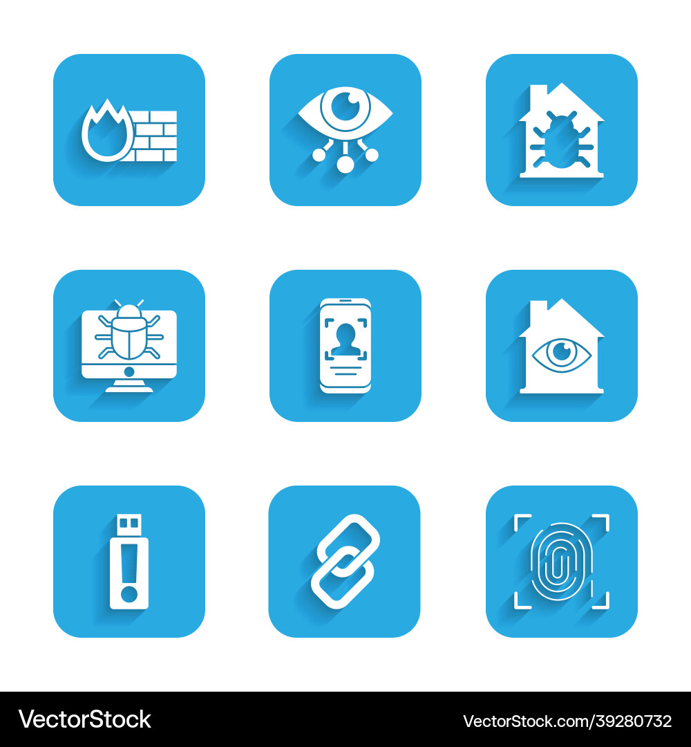 Set mobile and face recognition chain link Set mobile and face recognition chain link vector image