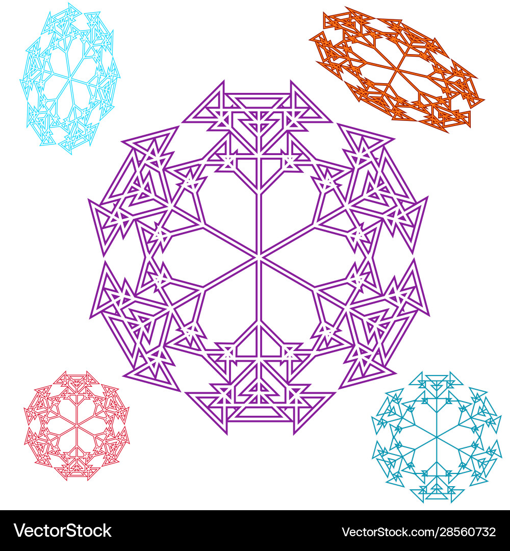 Triangular snowflake on a white background vector image