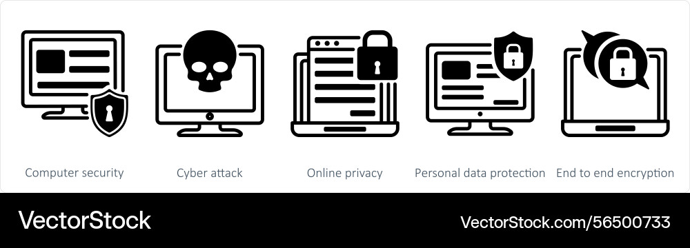 A set of 5 security icons as computer vector image