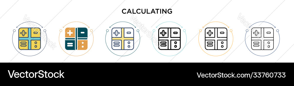 Calculating symbol icon in filled thin line Vector Image