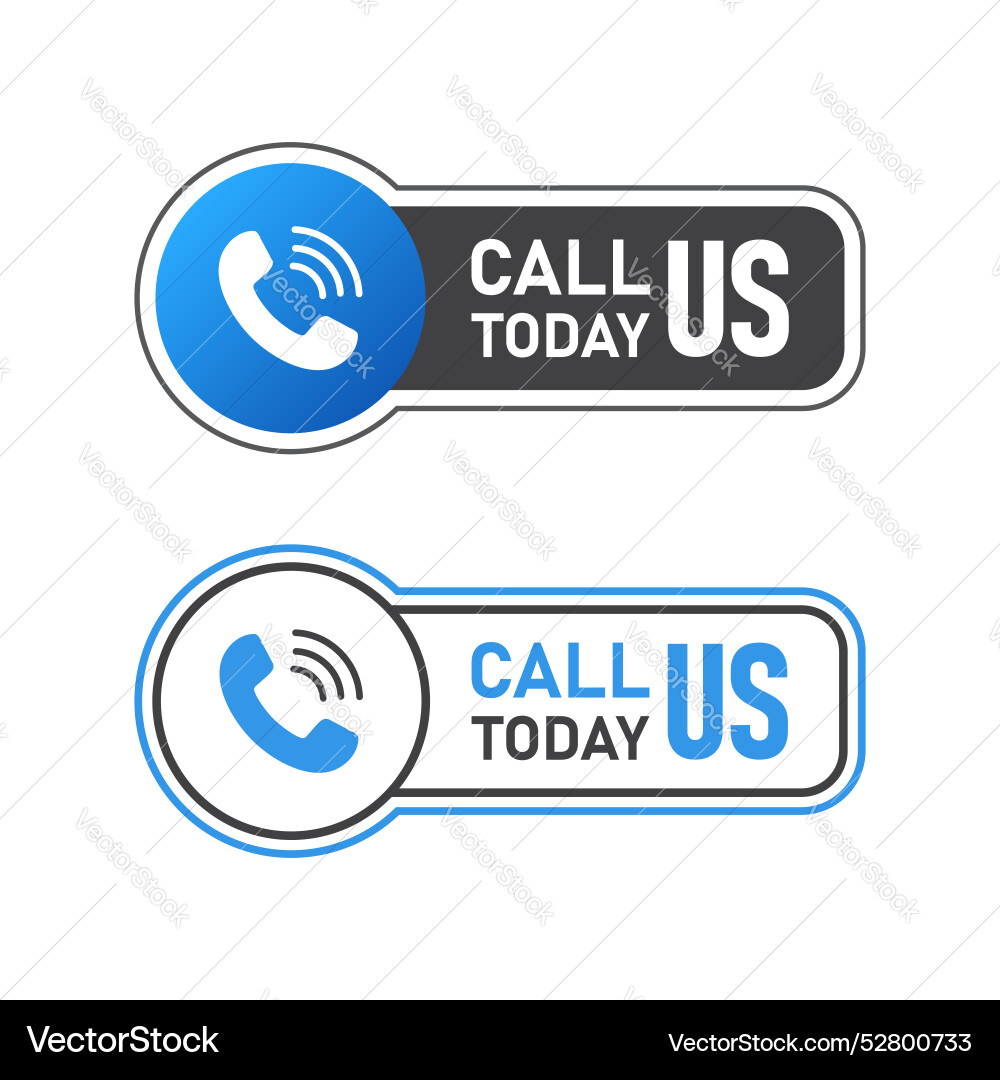 Call us button icon in flat style phone number Call us button icon in flat style phone number vector image