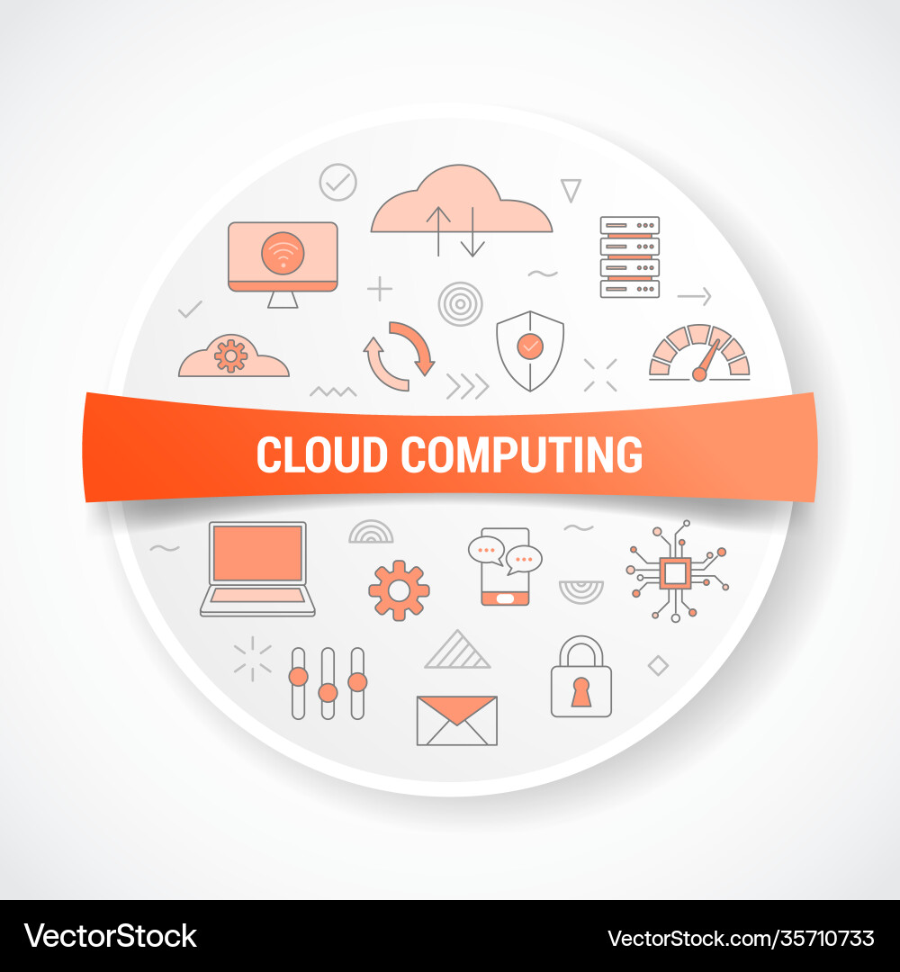 Cloud computing with icon concept round Cloud computing with icon concept round vector image