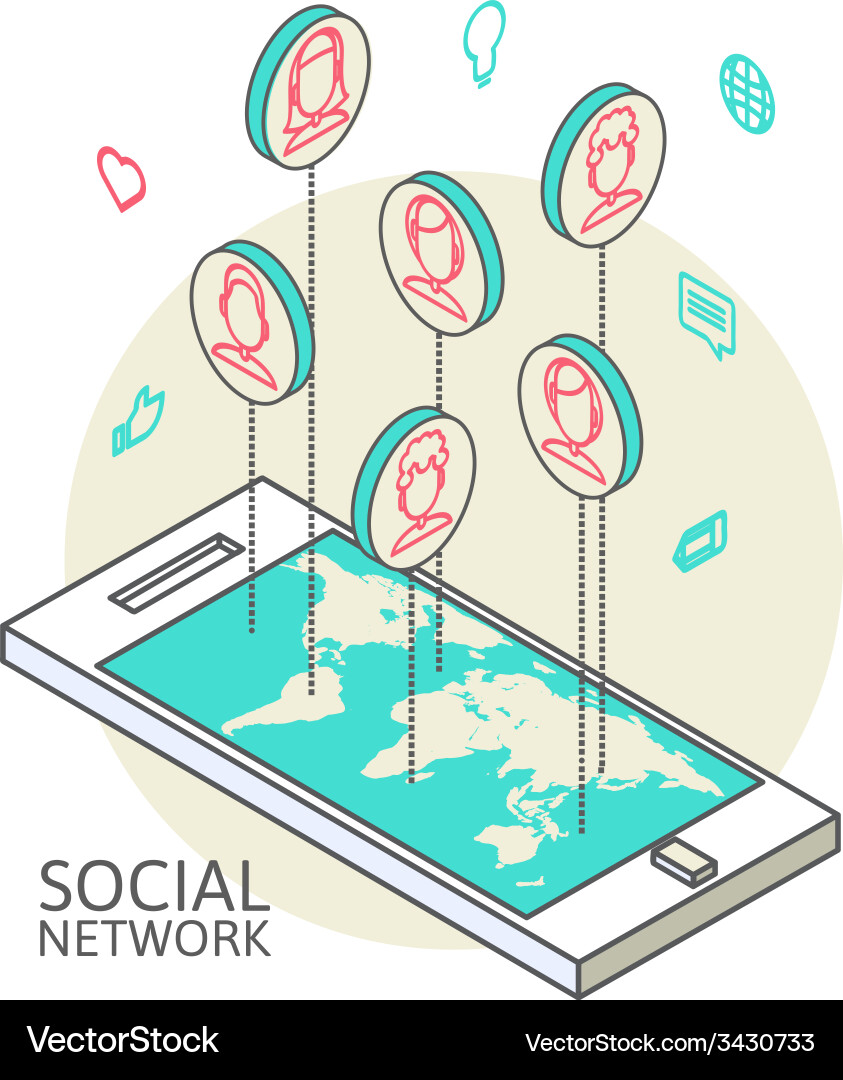 Conceptual image with social networks flat vector image