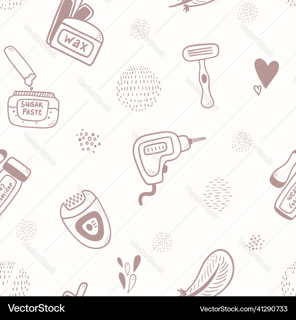 Cute pattern with doodle depilatory instruments Cute pattern with doodle depilatory instruments vector image