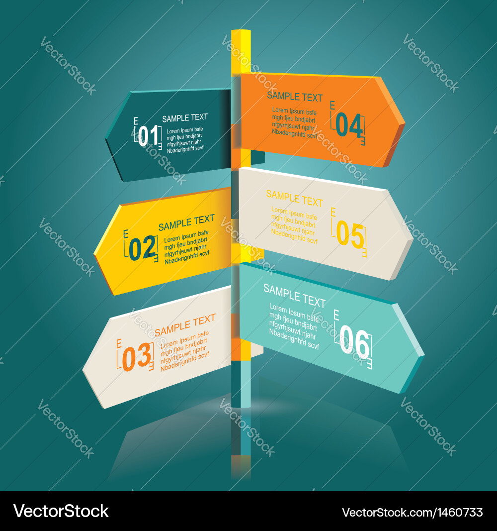 Diagrammvorlage für multidirektionale Zeiger vektorbild