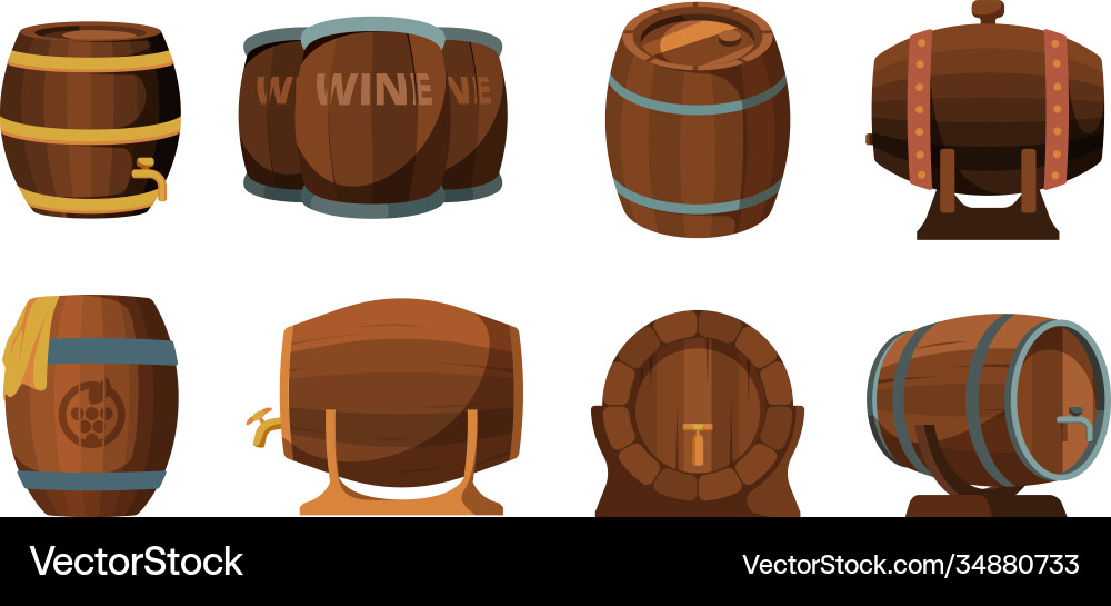 Holzfässer Bier oder Weinalkohol traditionell Holzfässer Bier oder Weinalkohol traditionell vektorbild
