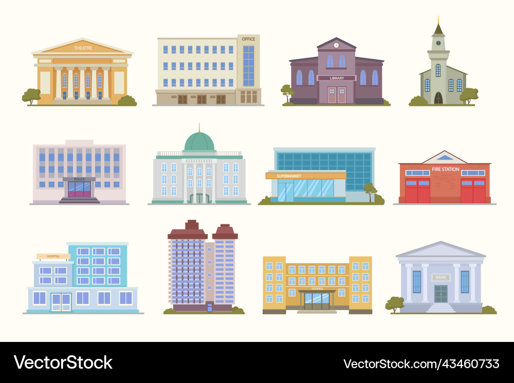 Municipal buildings museum hospital cerch Municipal buildings museum hospital cerch vector image