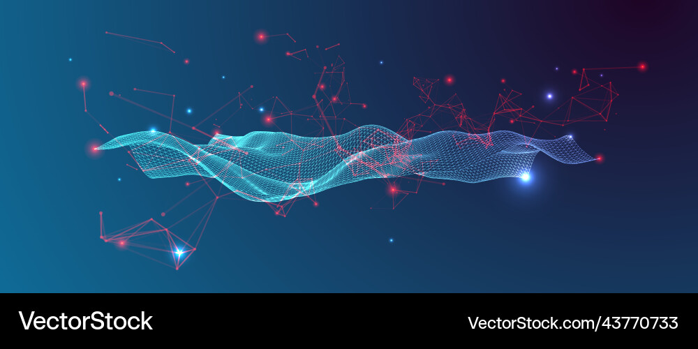 Polygonal science background with connecting dots vector image