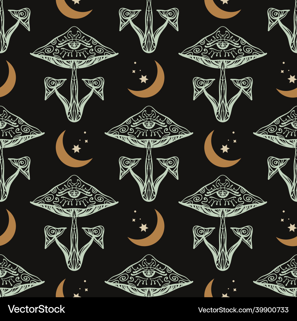 Psychedelic Mushroom Pattern Vector Image