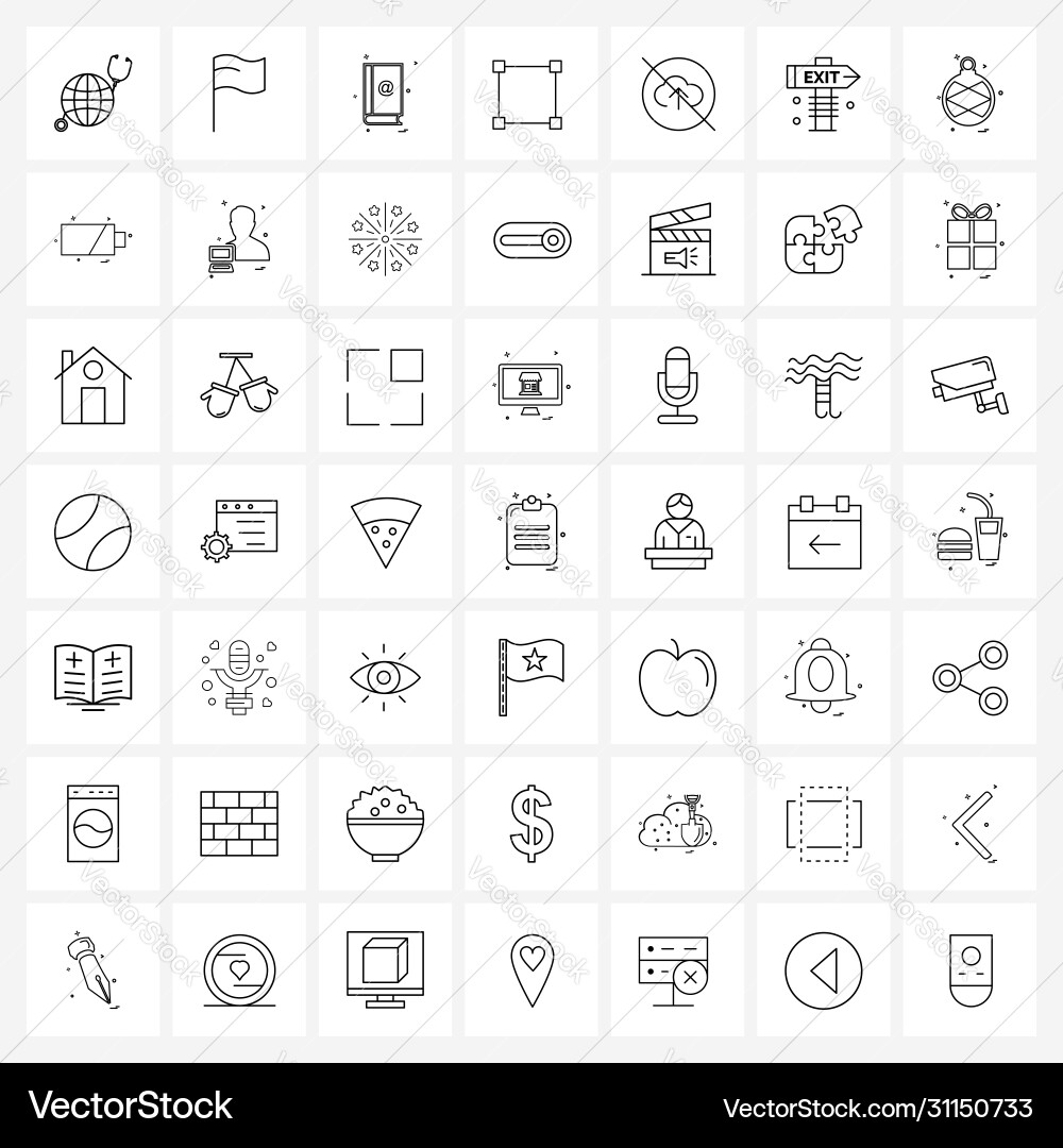 Set 49 simple line icons for web and print Vector Image