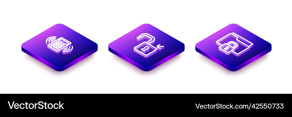 Set isometric line security keypad access panel Set isometric line security keypad access panel vector image