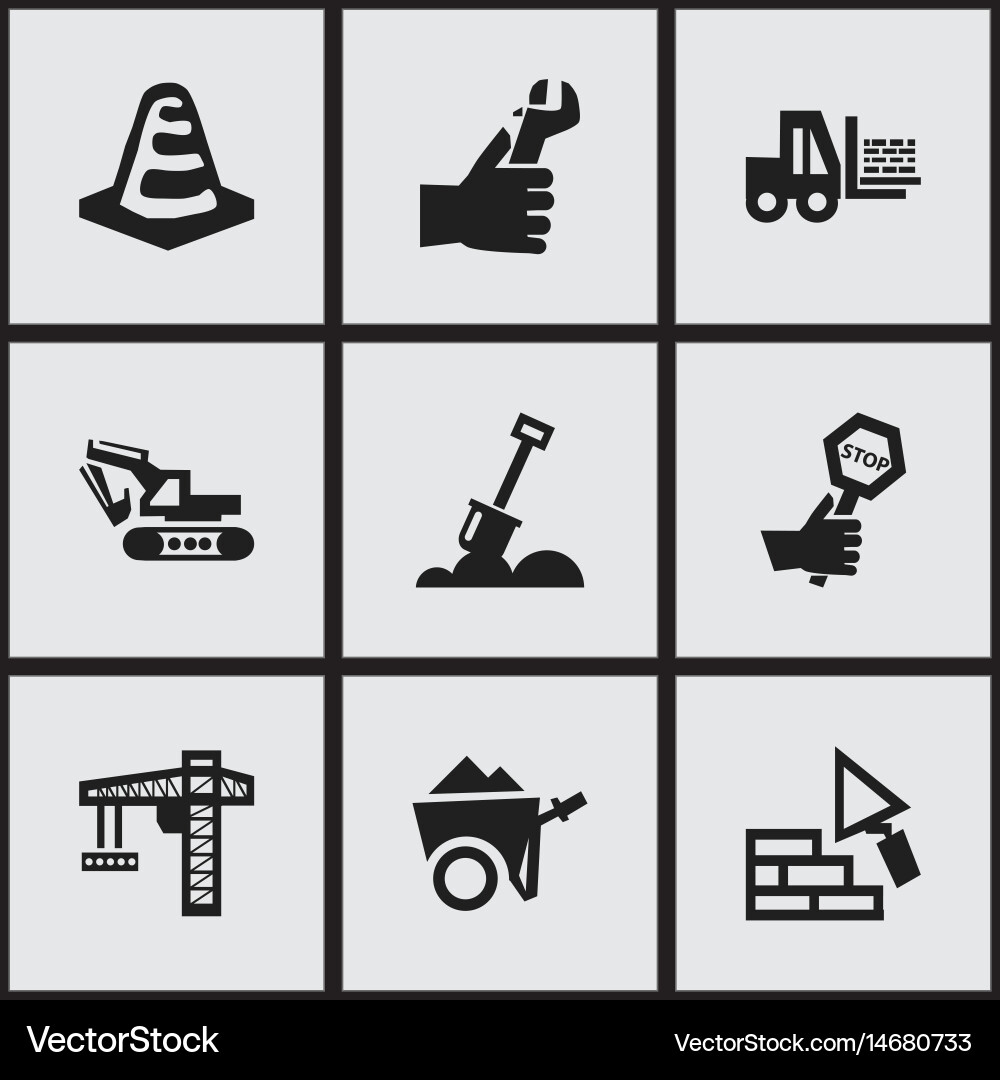 Set of 9 editable building icons includes symbols Vector Image