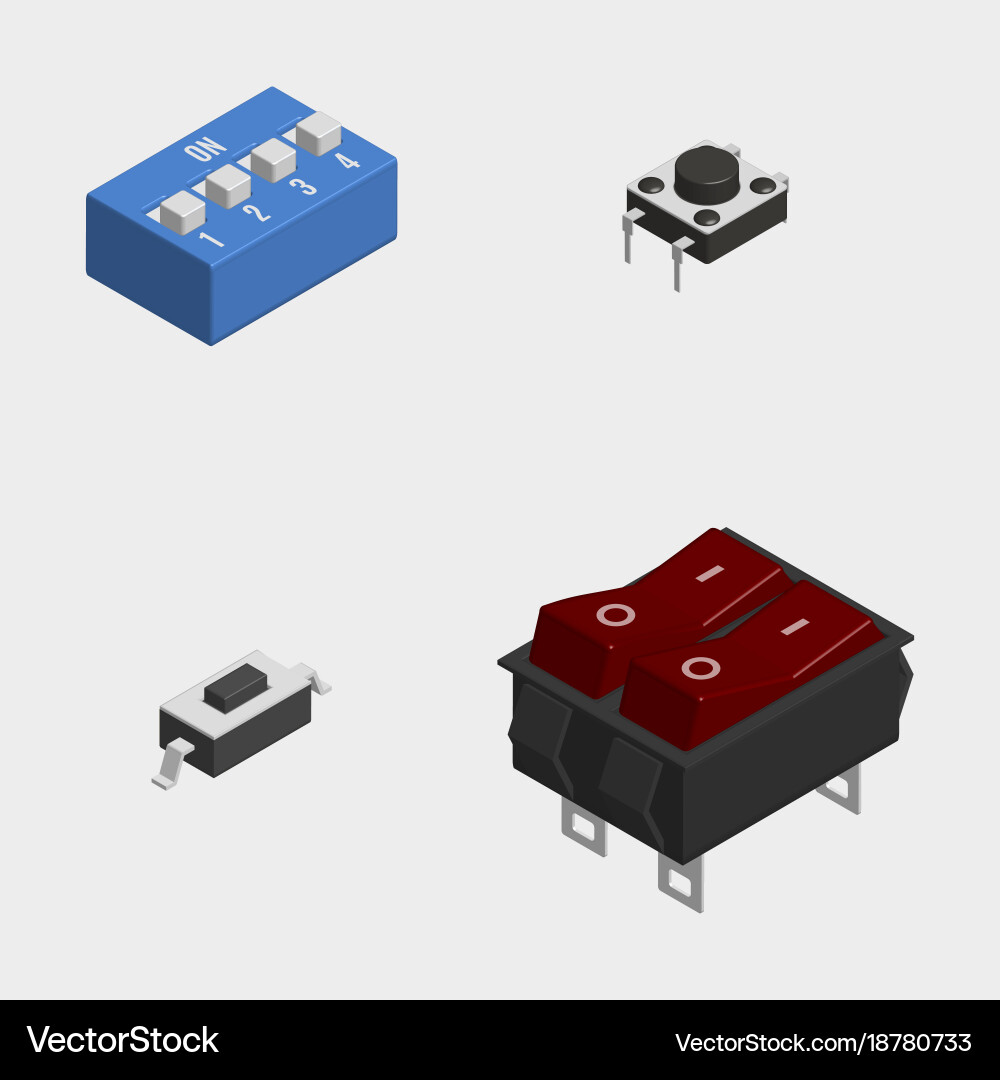 Set of different electrical buttons and switches vector image