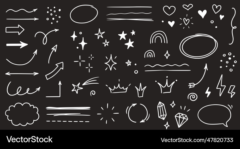 Sketch line arrow element star heart shape Sketch line arrow element star heart shape vector image