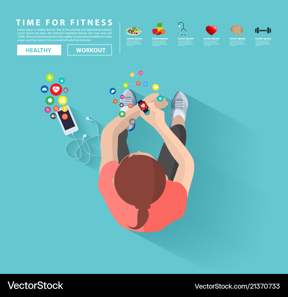 Smart watch and phone fitness woman vector image