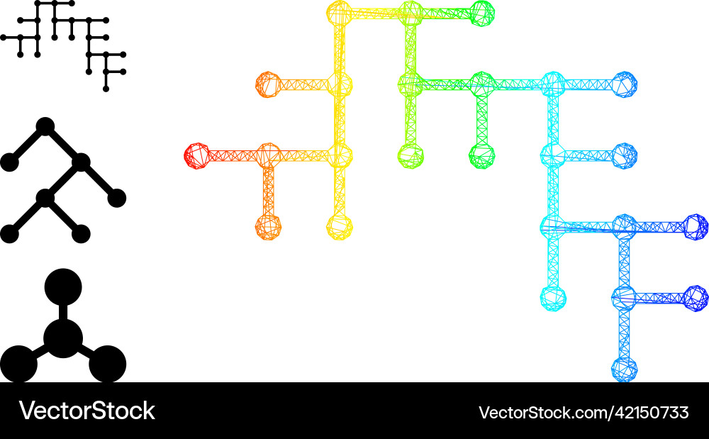 Spectral gradient linear mesh binary circuit icon vector image