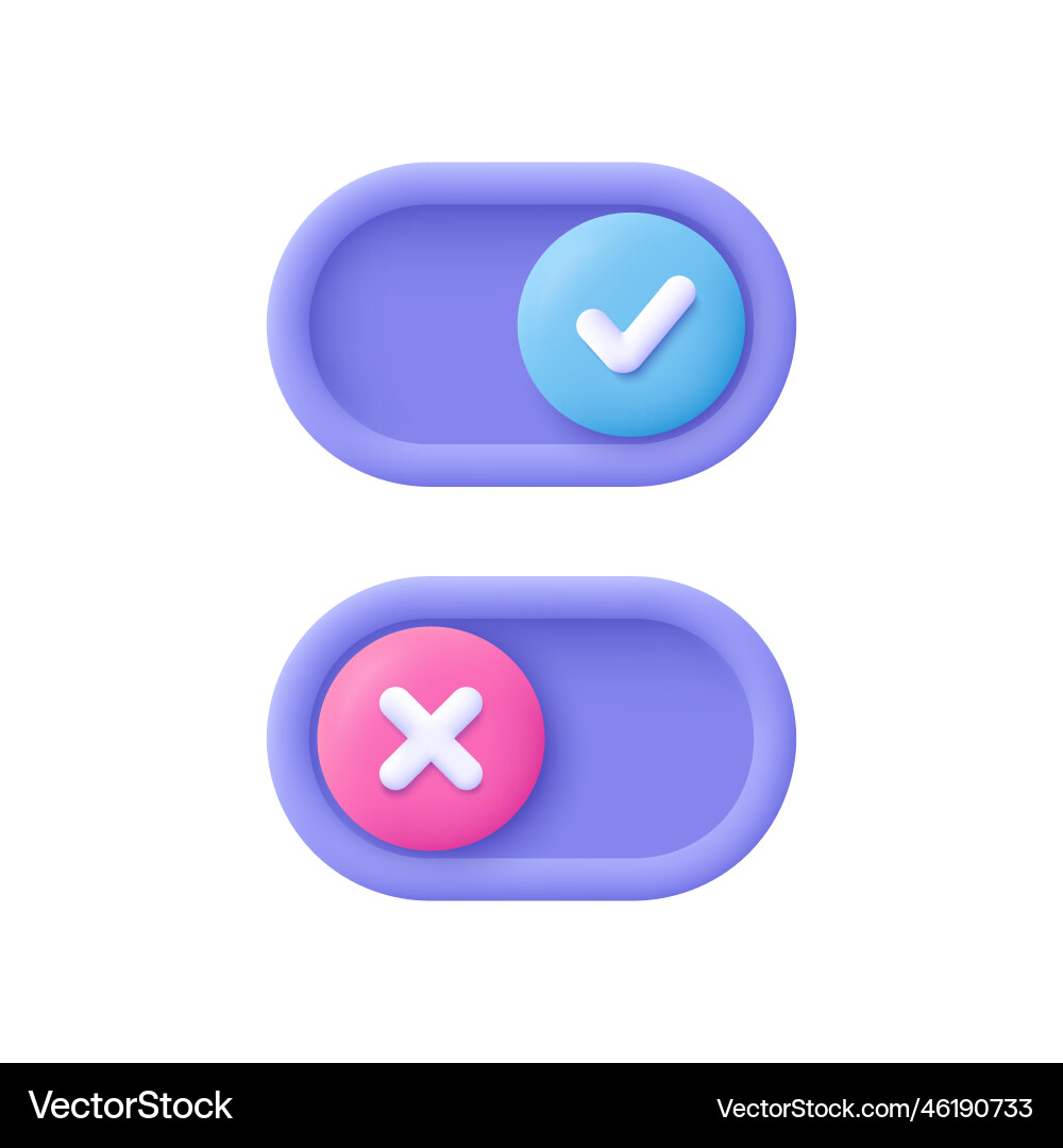 Toggle Switch Buttons - EinAus mit Prüfzeichen Vektorbild