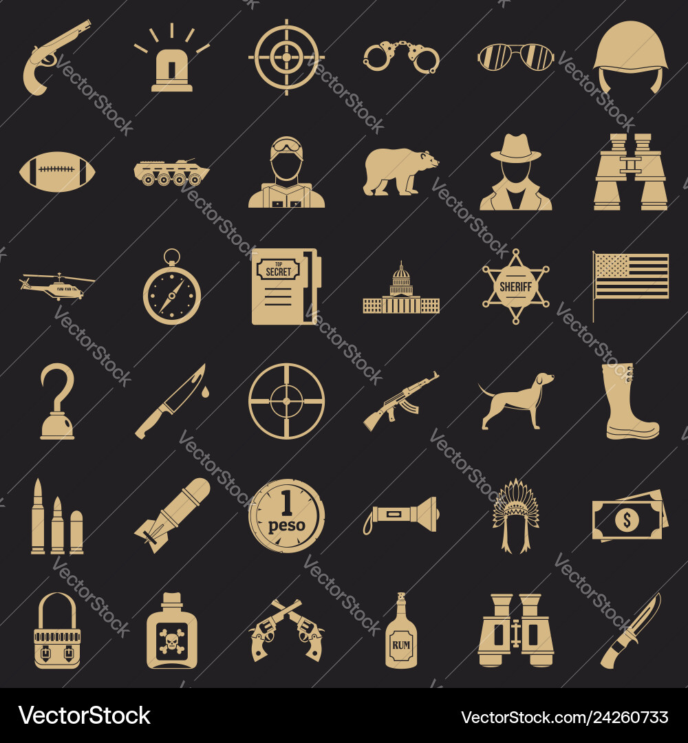 Weapon icons set simple style Vector Image