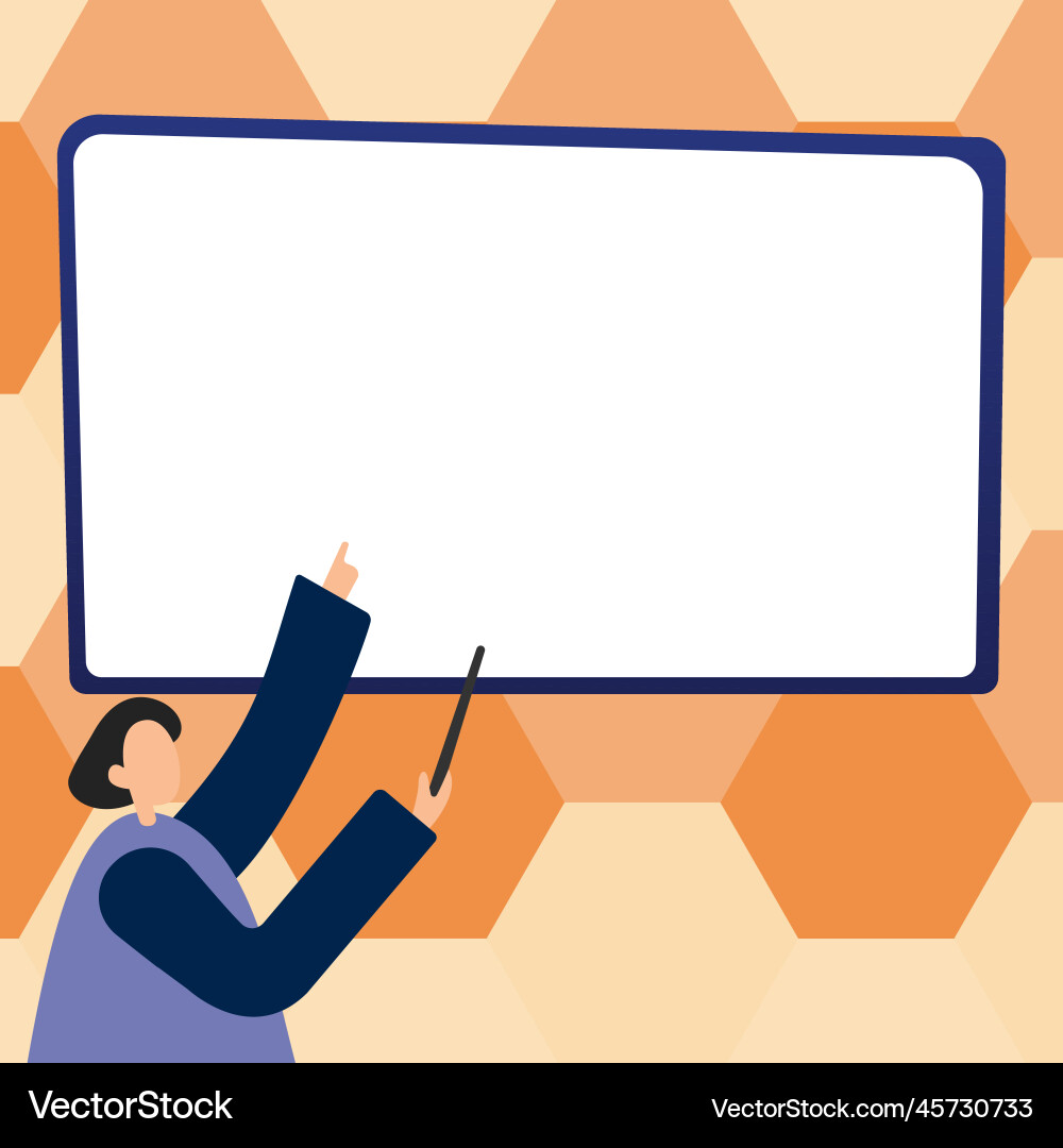 Woman pointing with pointer stick to important Woman pointing with pointer stick to important vector image
