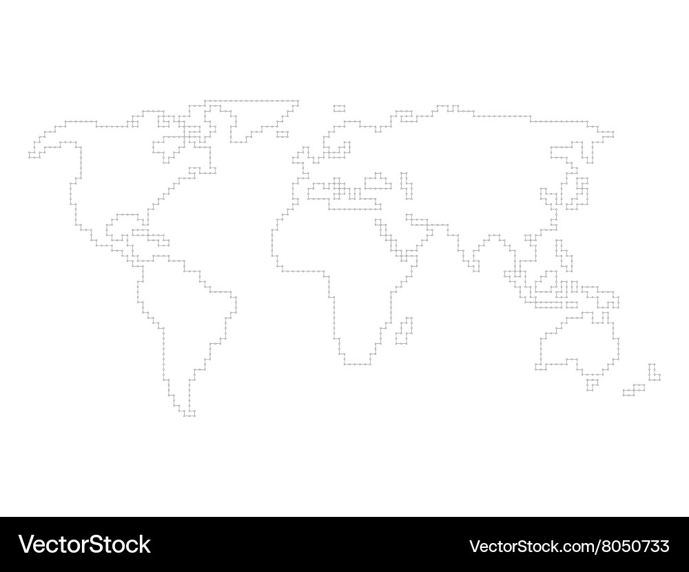 World map - angular outline vector image