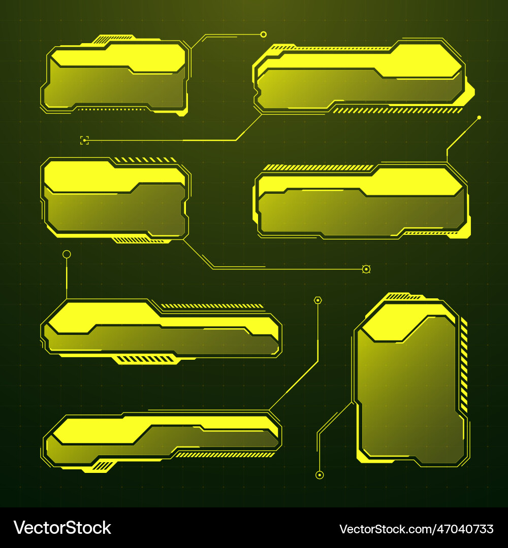 Yellow futuristic hud ui elements sci-fi user Yellow futuristic hud ui elements sci-fi user vector image