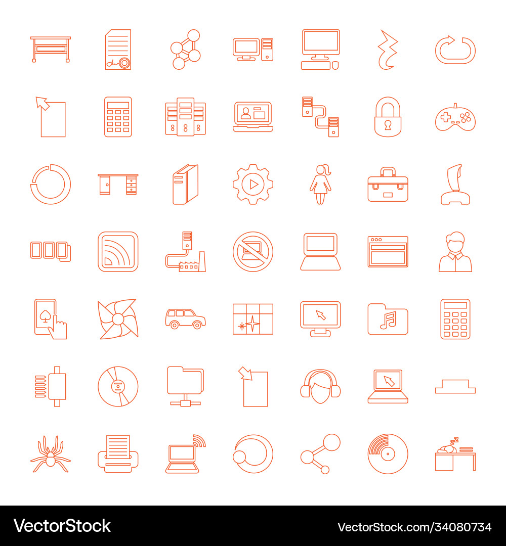 49 computer icons vector image