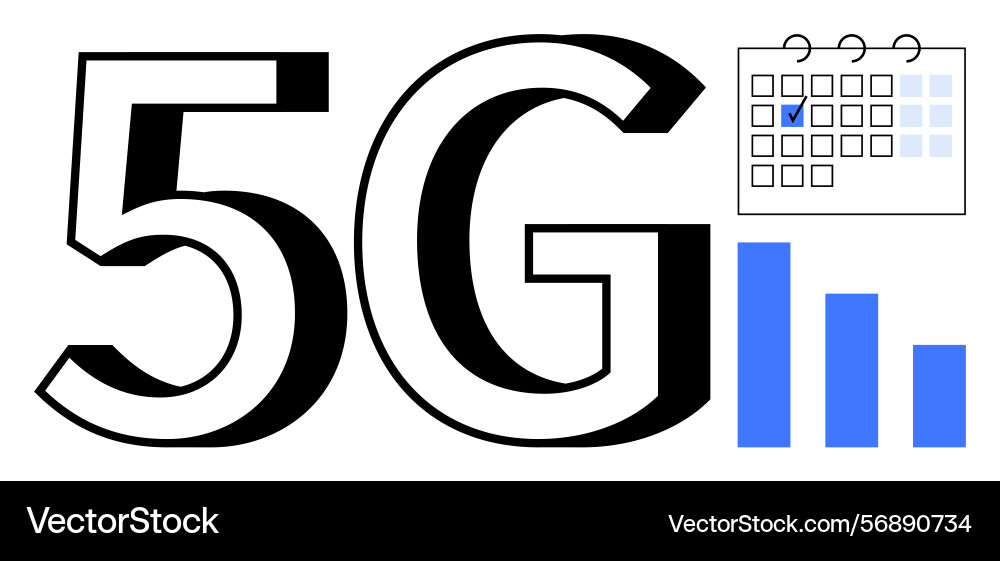 5g network with calendar and bar graph 5g network with calendar and bar graph vector image