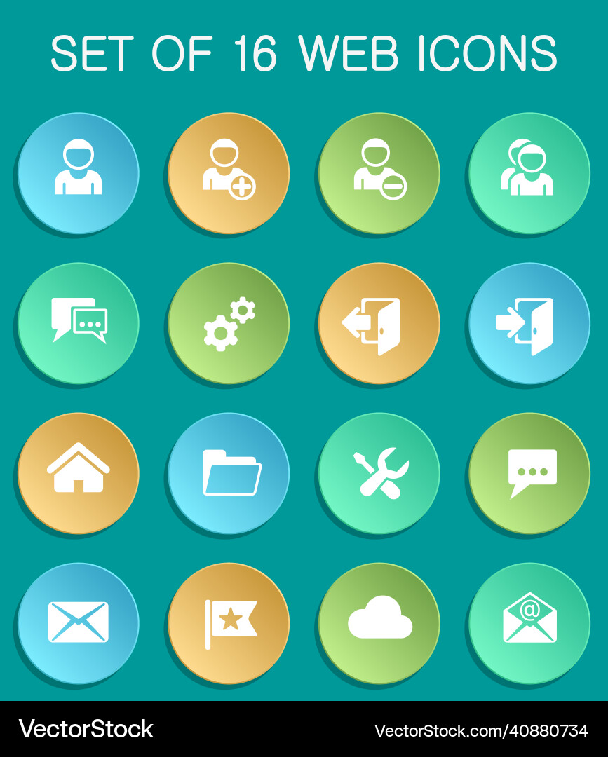 Account web icons on colorful round Vector Image