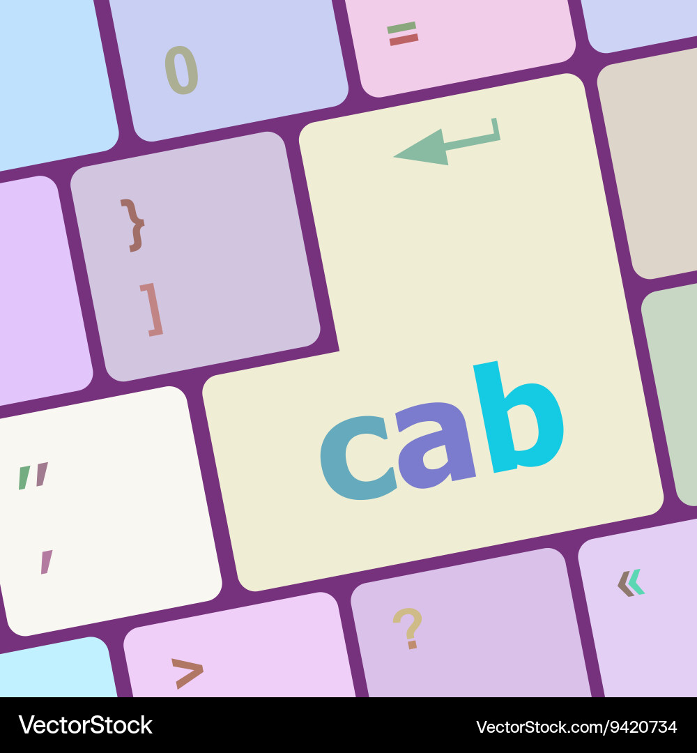 Cab word on computer pc keyboard key vector image
