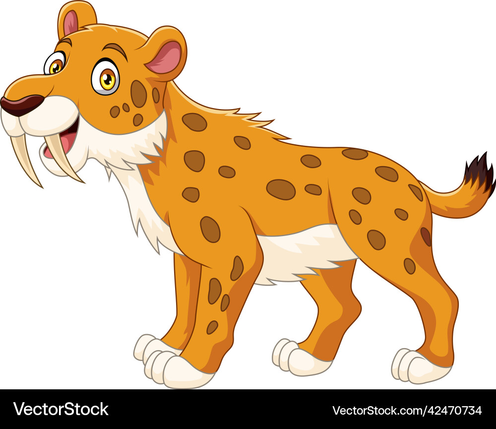 Cartoon sabretooth on white background Cartoon sabretooth on white background vector image