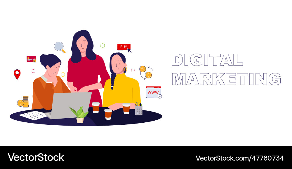 Digital marketing networking internet strategy Digital marketing networking internet strategy vector image