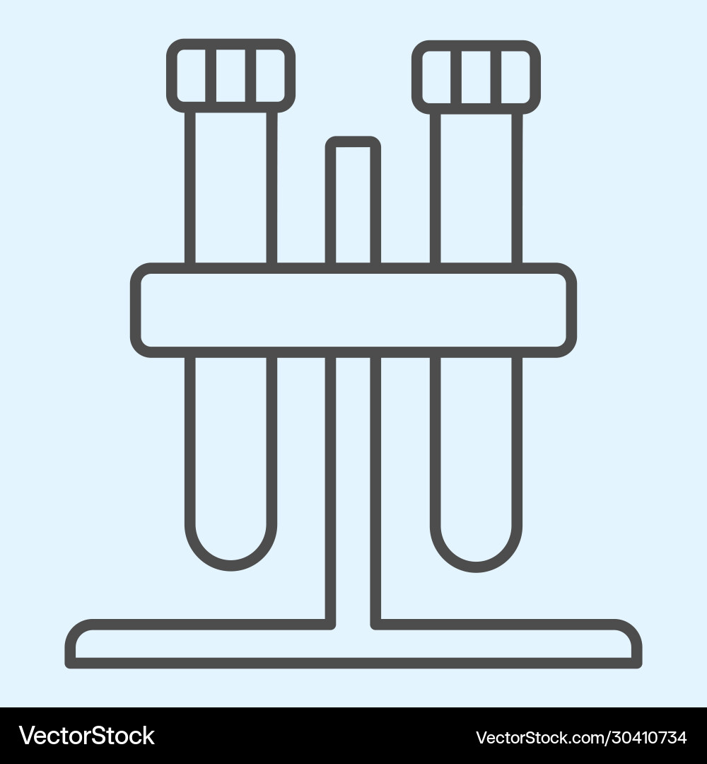 Flask tubes in stand thin line icon two lab test Flask tubes in stand thin line icon two lab test vector image