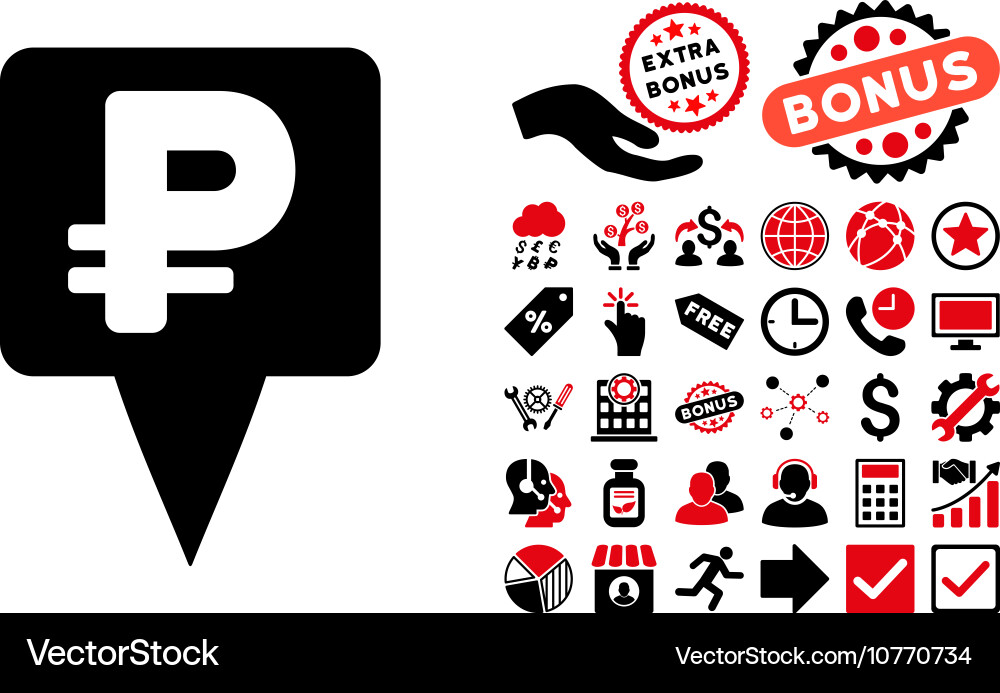 Rouble map pointer flat icon with bonus Vector Image