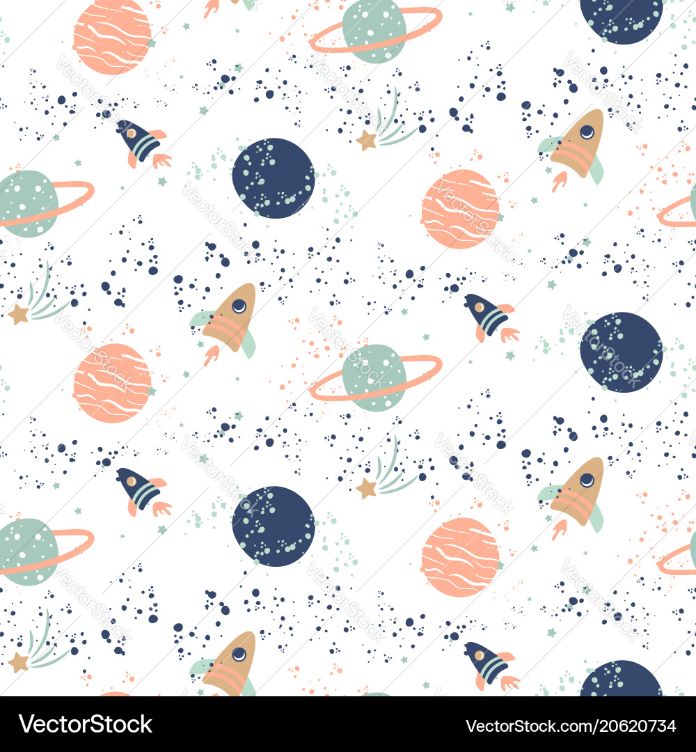Seamless pattern with planets Vector Image