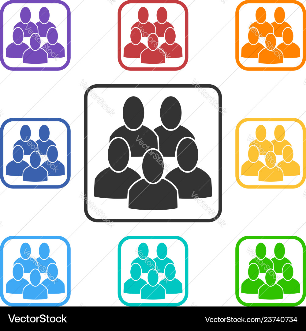 Set of group square icons with 5 peoples Set of group square icons with 5 peoples Vector Image