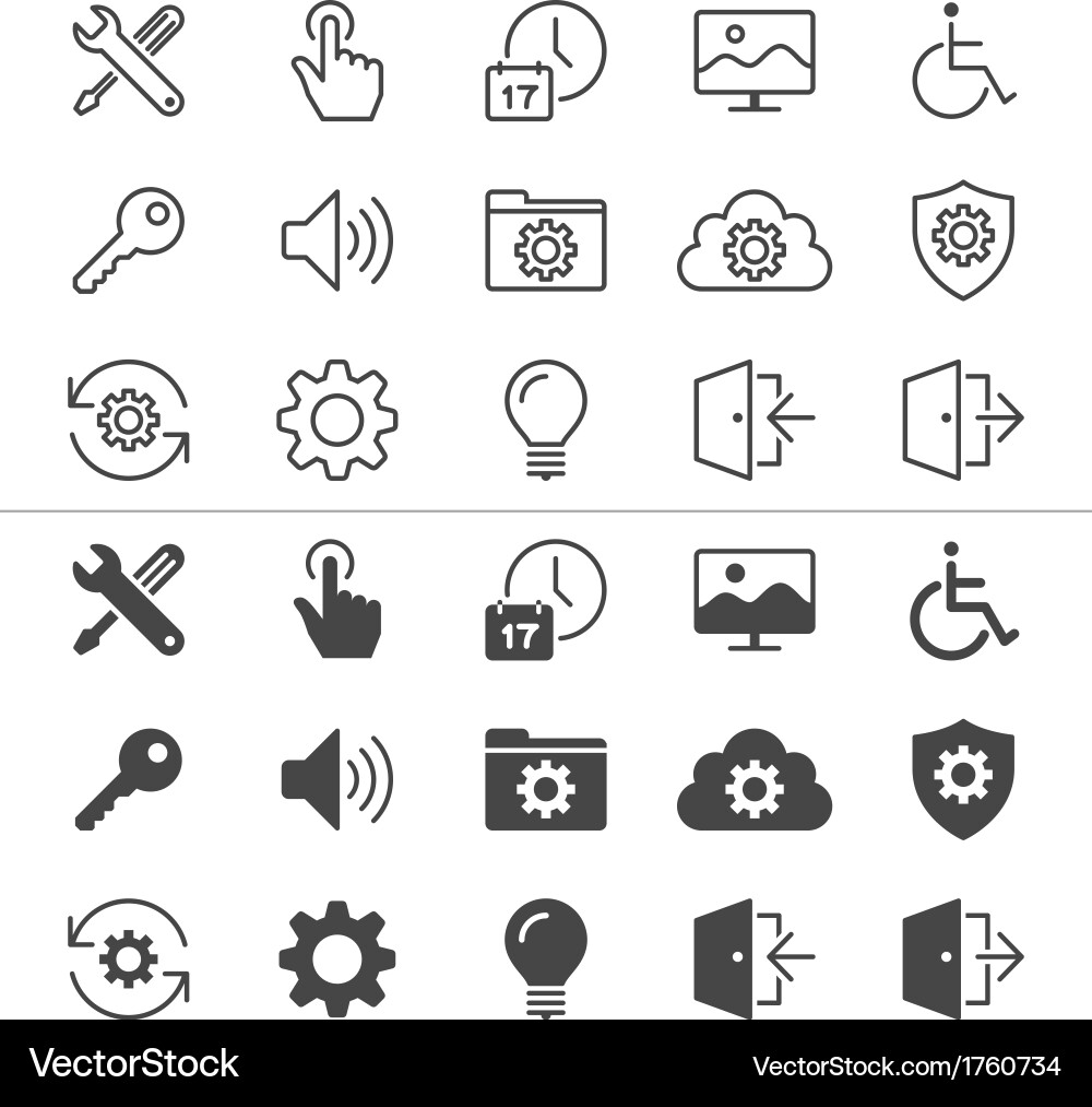 Thin Setting Icons - On/Off vector image
