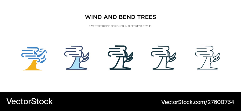 Wind and bend trees icon in different style two vector image