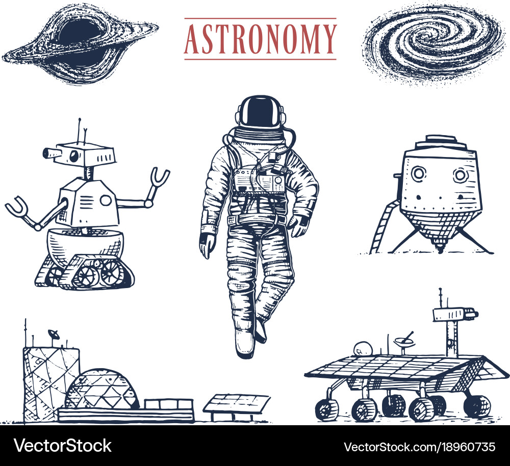 Astronaut spaceman planets in solar system Vector Image